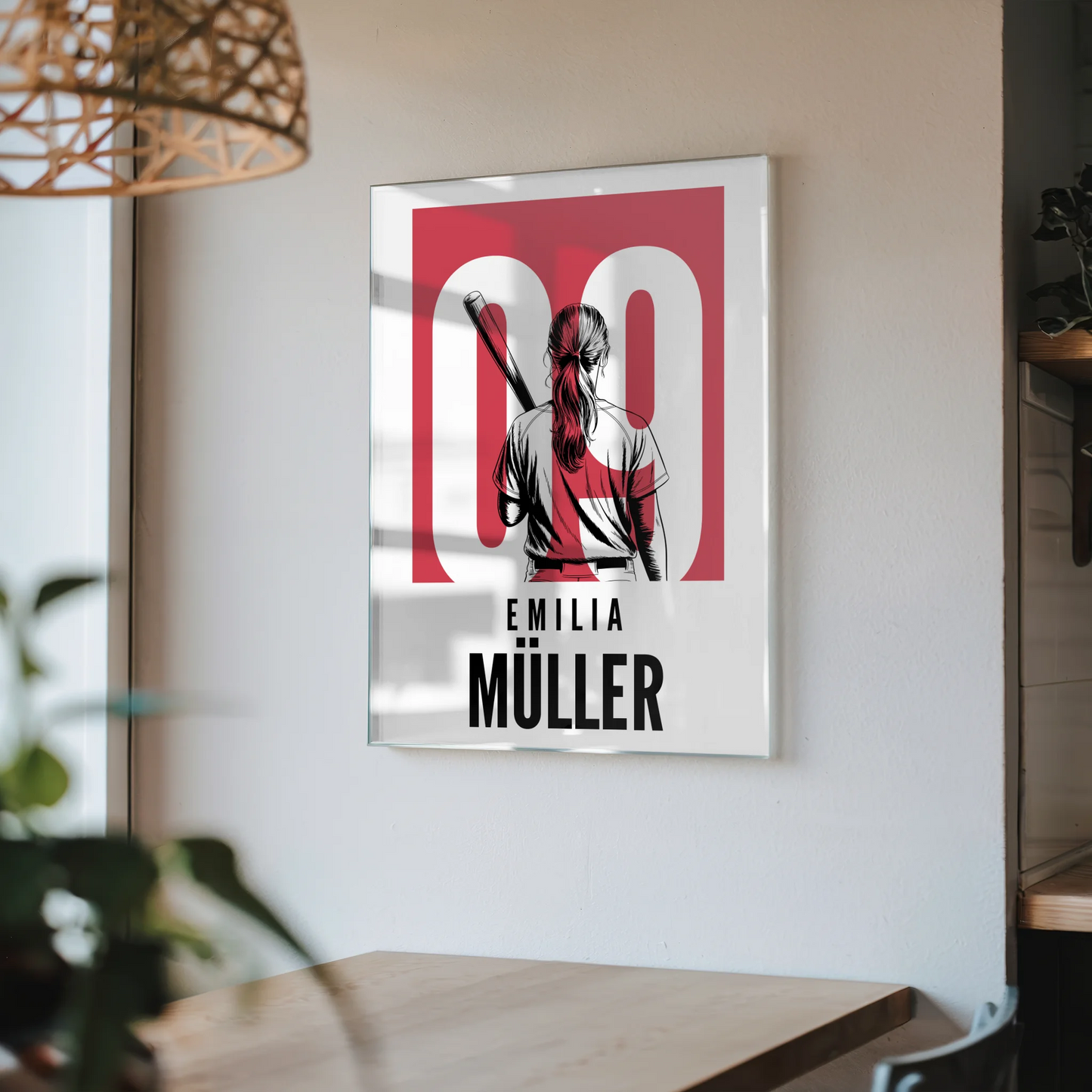 Acrylglas Bild Personalisiert magnetisch Baseball Baseballspielerin Geschenk für Tocher Mama Tante Freundin