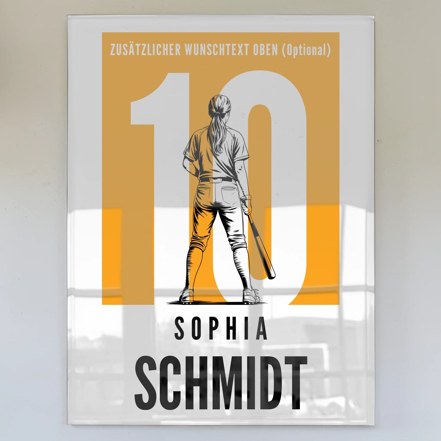 Acrylglas Wandbild Personalisiert magnetisch Baseball Baseballspielerin Geschenk für Tocher Freundin