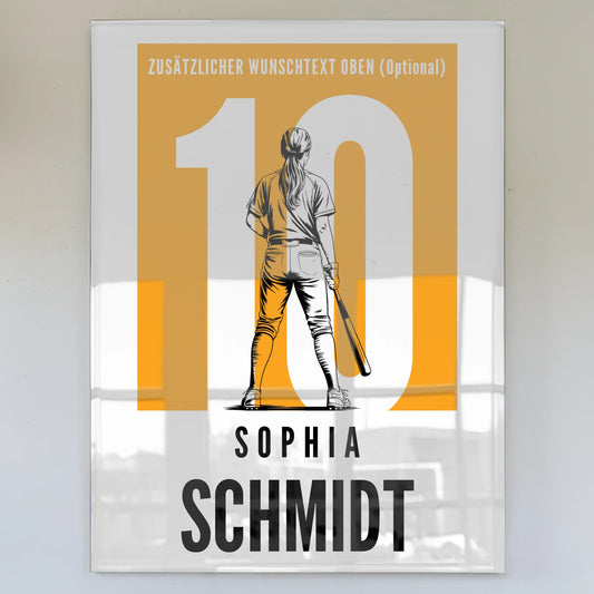 Acrylglas Wandbild Personalisiert magnetisch Baseball Baseballspielerin Geschenk für Tocher Freundin