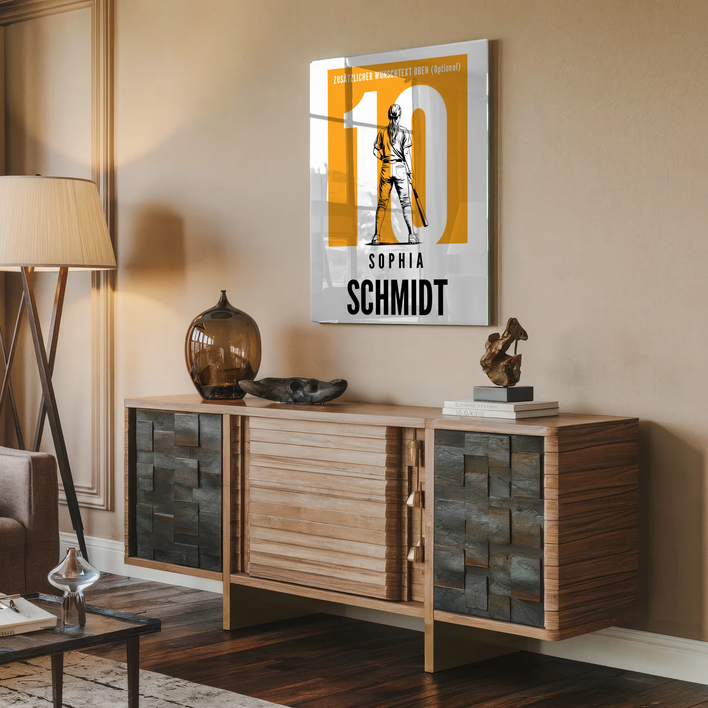 Acrylglas Wandbild Personalisiert magnetisch Baseball Baseballspielerin Geschenk für Tocher Freundin