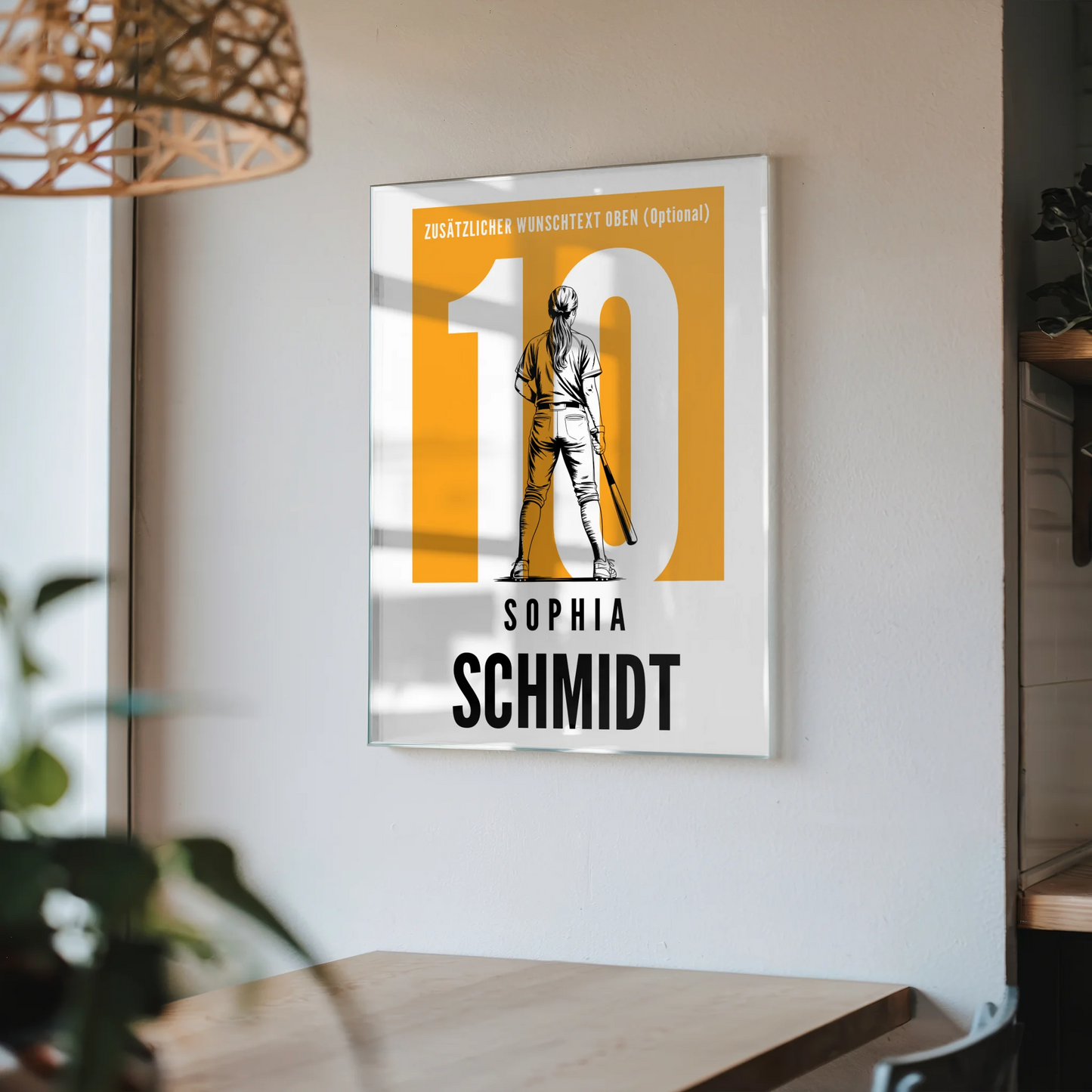 Acrylglas Wandbild Personalisiert magnetisch Baseball Baseballspielerin Geschenk für Tocher Freundin