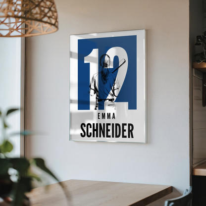 Personalisiertes Acrylglas Wandbild magnetisch Baseball Baseballspielerin Geschenk für Tochter