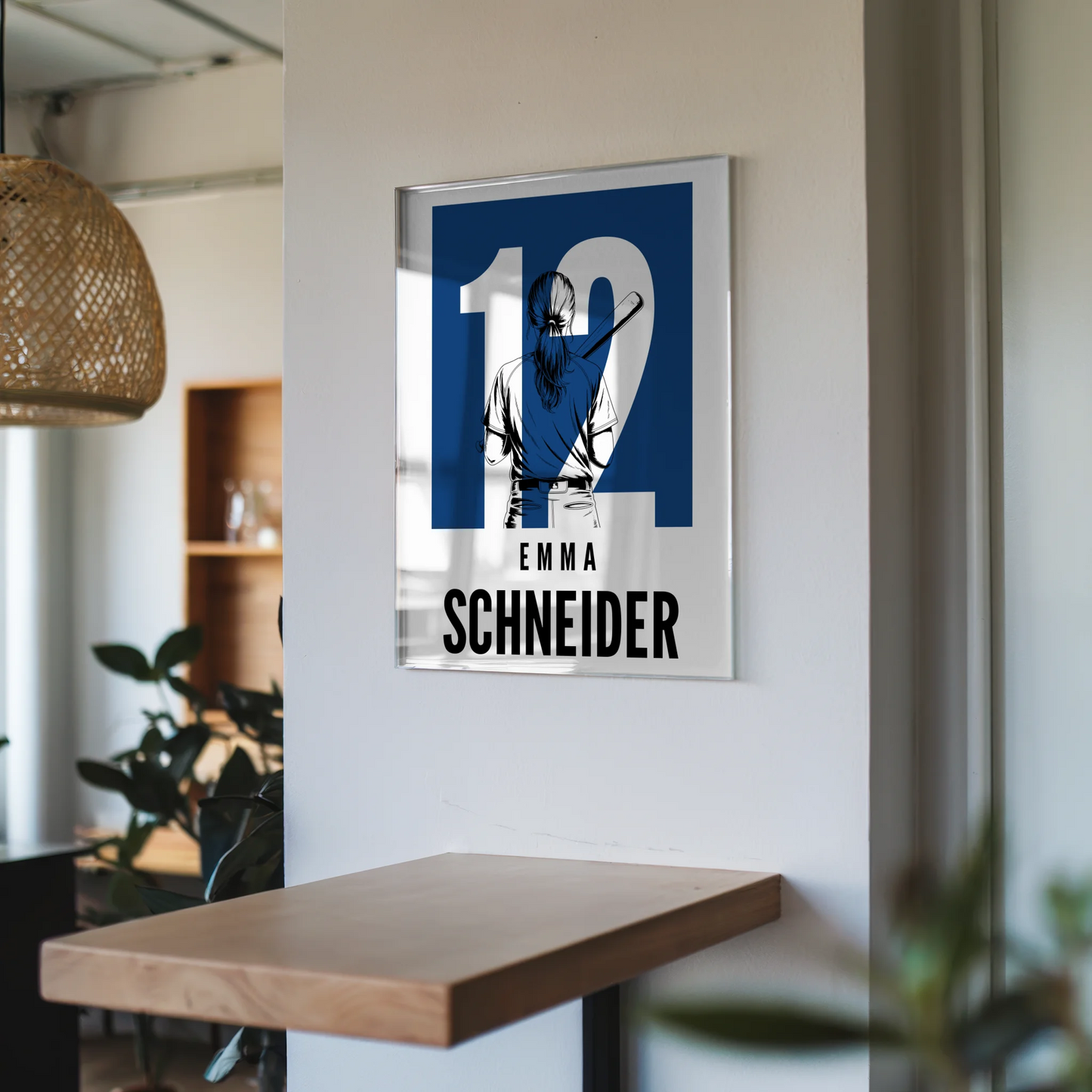 Personalisiertes Acrylglas Wandbild magnetisch Baseball Baseballspielerin Geschenk für Tochter