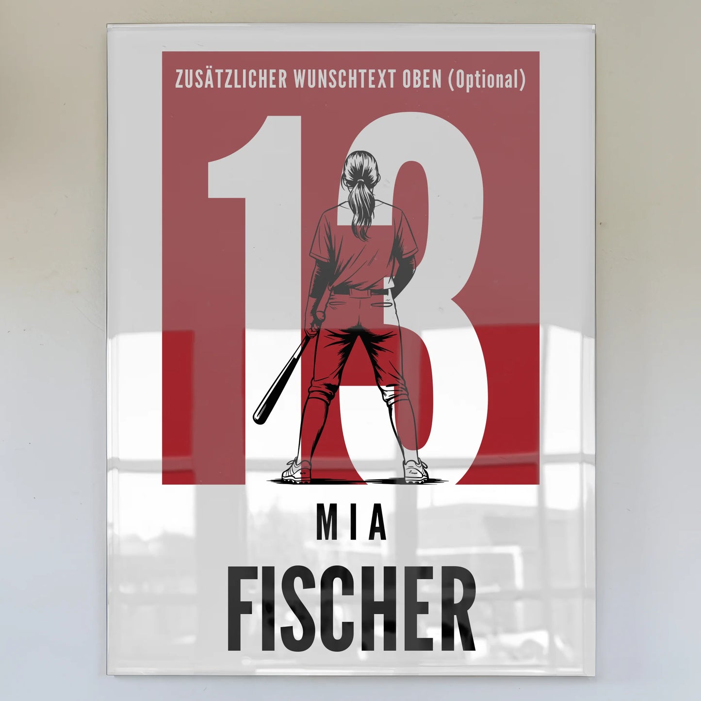 Personalisiertes Acrylglasbild Baseball Baseballspielerin Geschenk für Mädchen Turnier