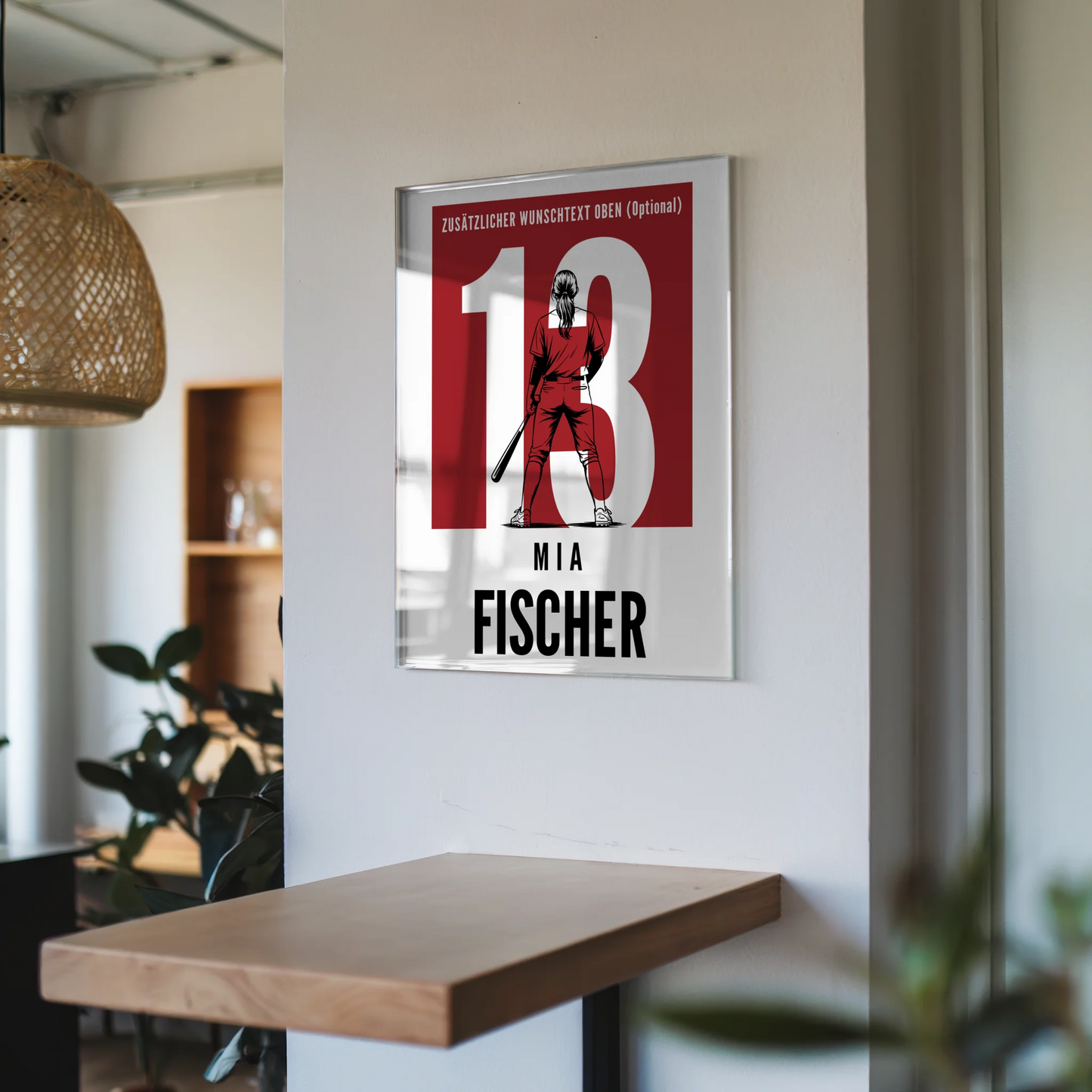 Personalisiertes Acrylglasbild Baseball Baseballspielerin Geschenk für Mädchen Turnier