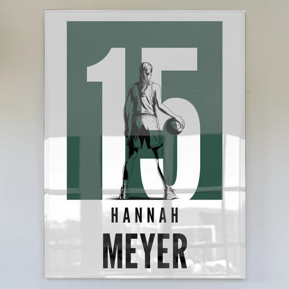 Personalisiertes Acrylglasbild Basketball Basketballerin Geschenk für Mädchen Turnier Urkunde