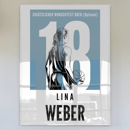 Personalisiertes Acrylglas Bild Basketball Basketballerin Geschenk für Tocher Mama Tante Freundin