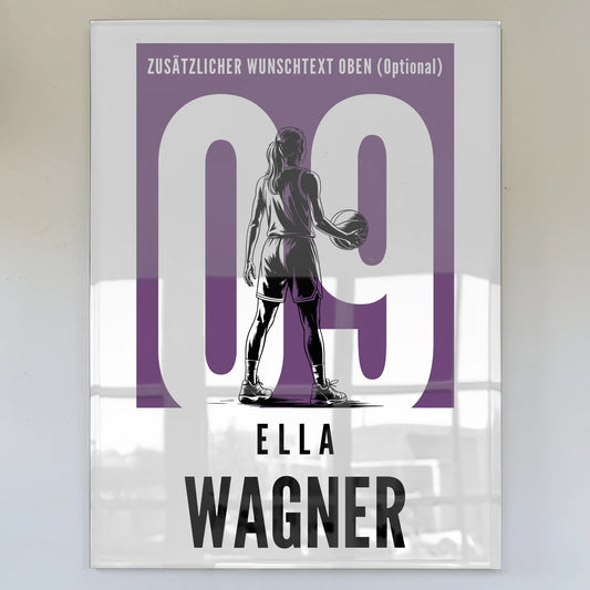 Acrylglas Bild Personalisiert Basketball Basketballerin Geschenk für Tochter