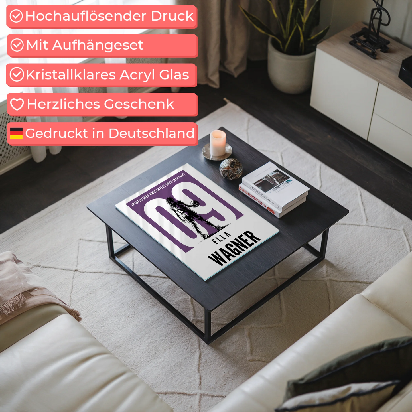 Acrylglas Bild Personalisiert Basketball Basketballerin Geschenk für Tochter
