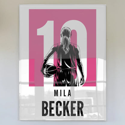 Acrylglas Wandbild Personalisiert Basketball Basketballerin Geschenk für Mädchen Turnier