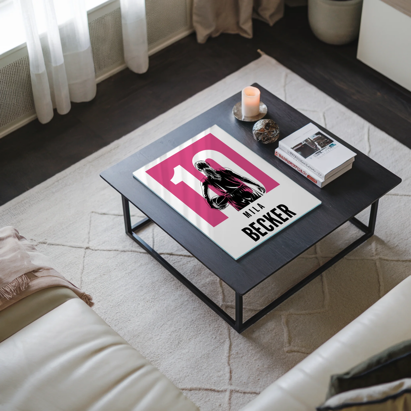 Acrylglas Wandbild Personalisiert Basketball Basketballerin Geschenk für Mädchen Turnier