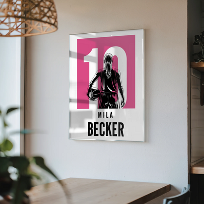 Acrylglas Wandbild Personalisiert Basketball Basketballerin Geschenk für Mädchen Turnier
