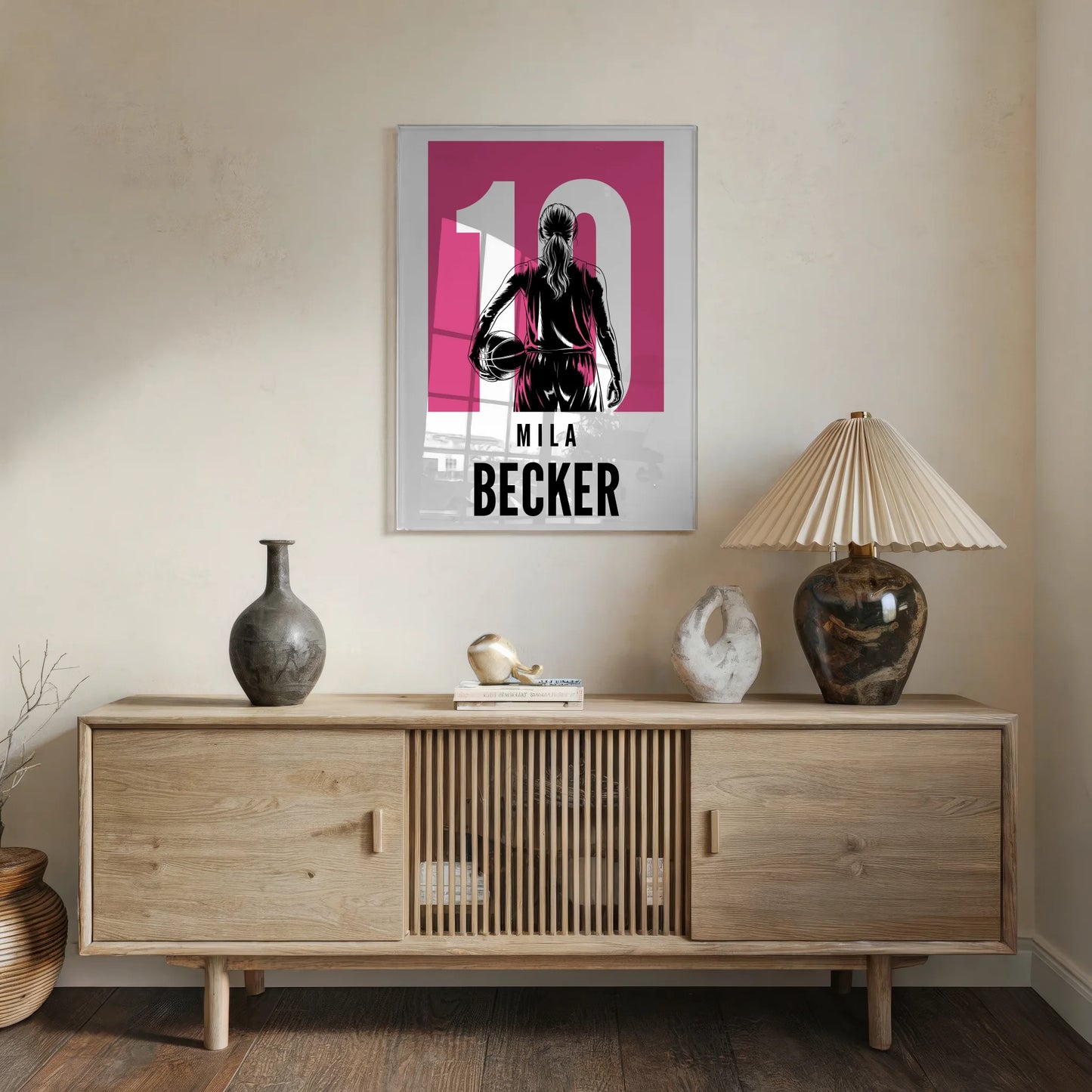 Acrylglas Wandbild Personalisiert Basketball Basketballerin Geschenk für Mädchen Turnier