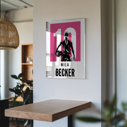 Acrylglas Wandbild Personalisiert Basketball Basketballerin Geschenk für Mädchen Turnier