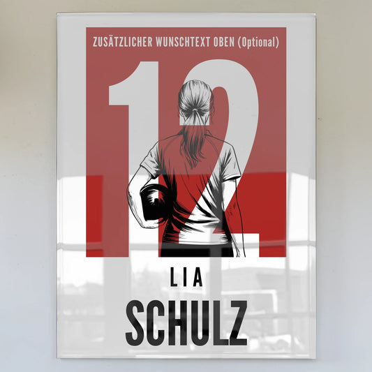 Personalisiertes Acrylglas Wandbild Bowling Bowlerin Geschenk für Mädchen Turnier Urkunde