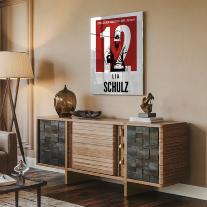 Personalisiertes Acrylglas Wandbild Bowling Bowlerin Geschenk für Mädchen Turnier Urkunde