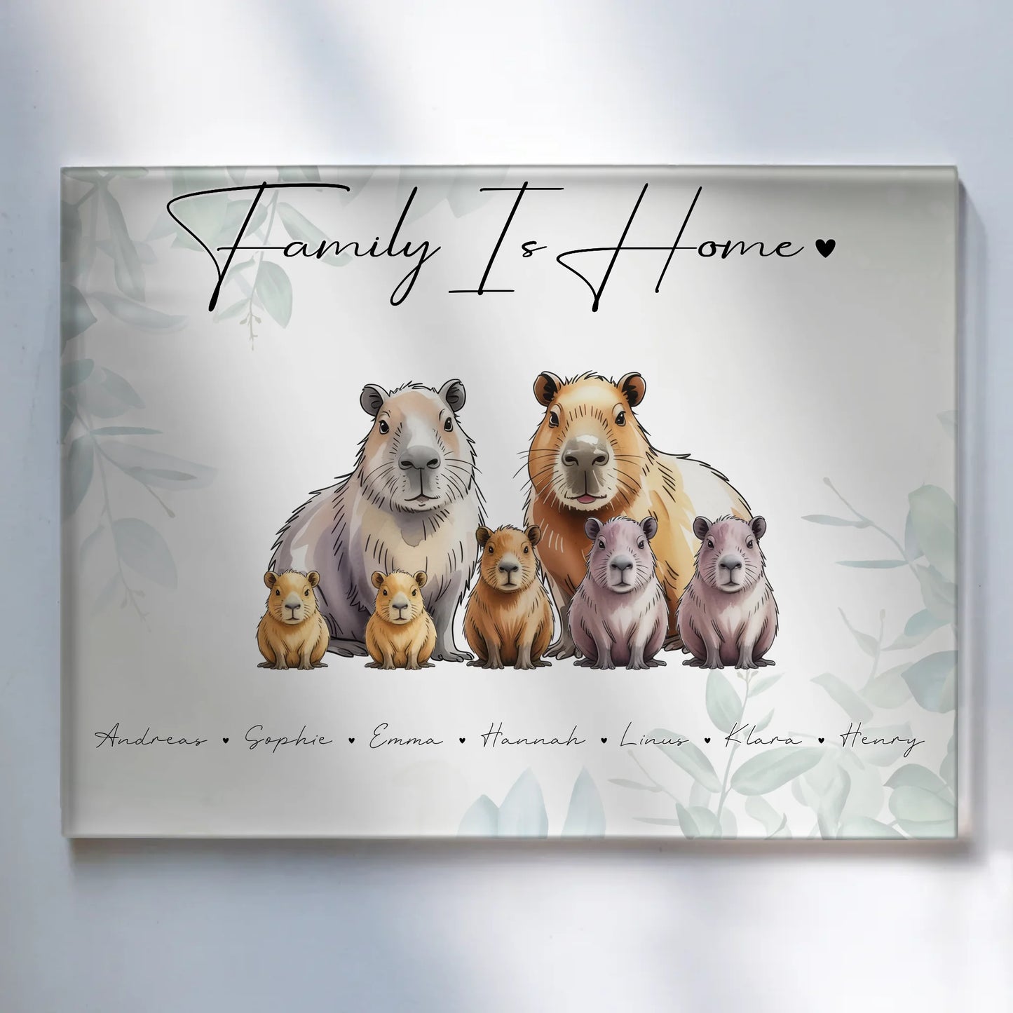 Acrylglasbild Personalisiert Capybara Familienporträt Geschenk für Mama Papa Oma Opa