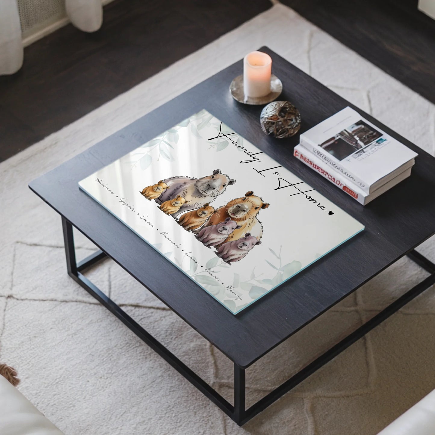 Acrylglasbild Personalisiert Capybara Familienporträt Geschenk für Mama Papa Oma Opa