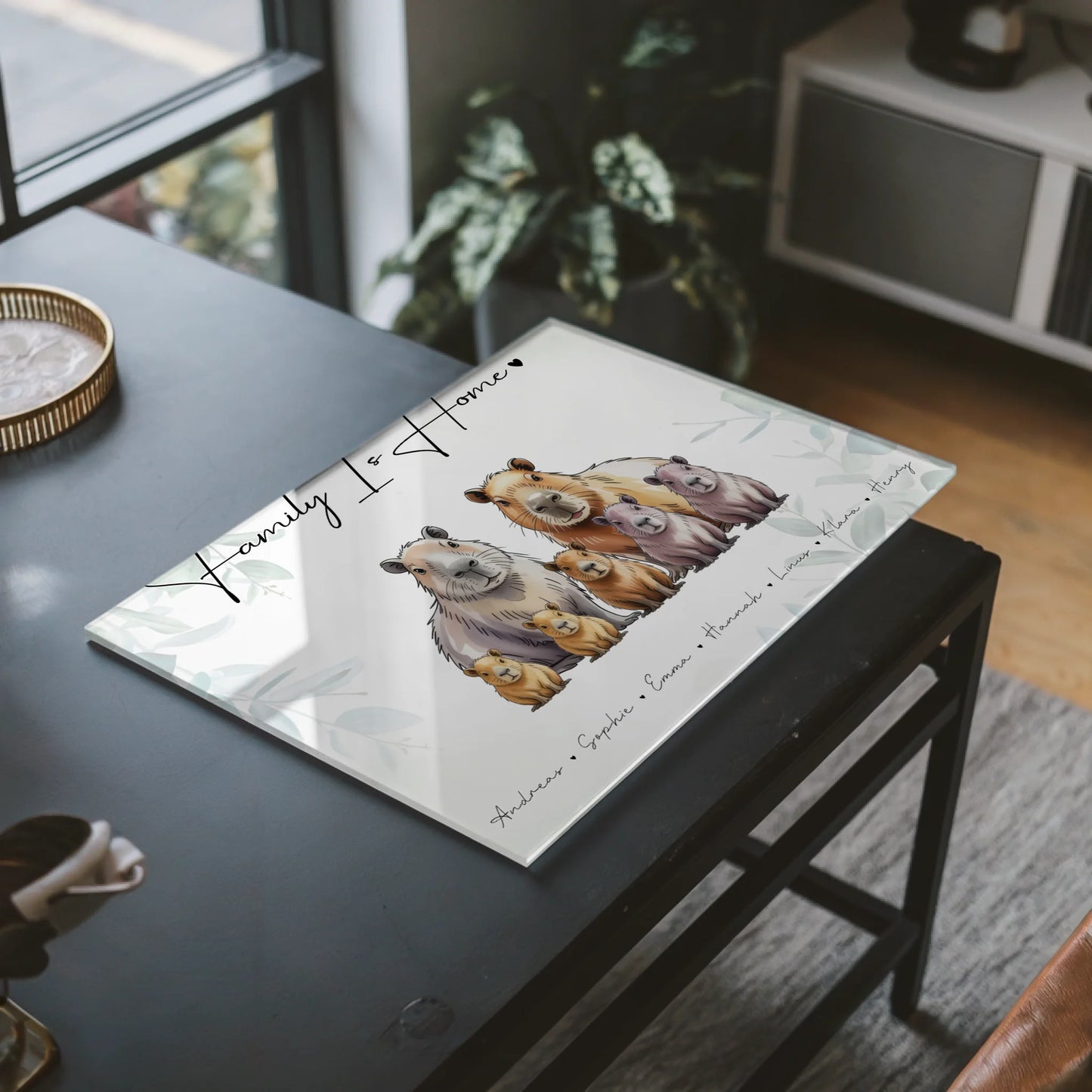 Acrylglasbild Personalisiert Capybara Familienporträt Geschenk für Mama Papa Oma Opa