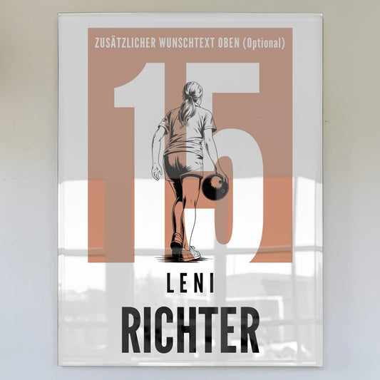 Personalisiertes Acrylglas Bild magnetisch Bowling Bowlerin Geschenk für Tocher Freundin