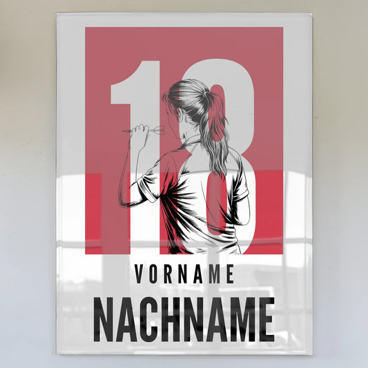 Acrylglasbild Personalisiert magnetisch Dart Dartspielerin Geschenk für Tochter