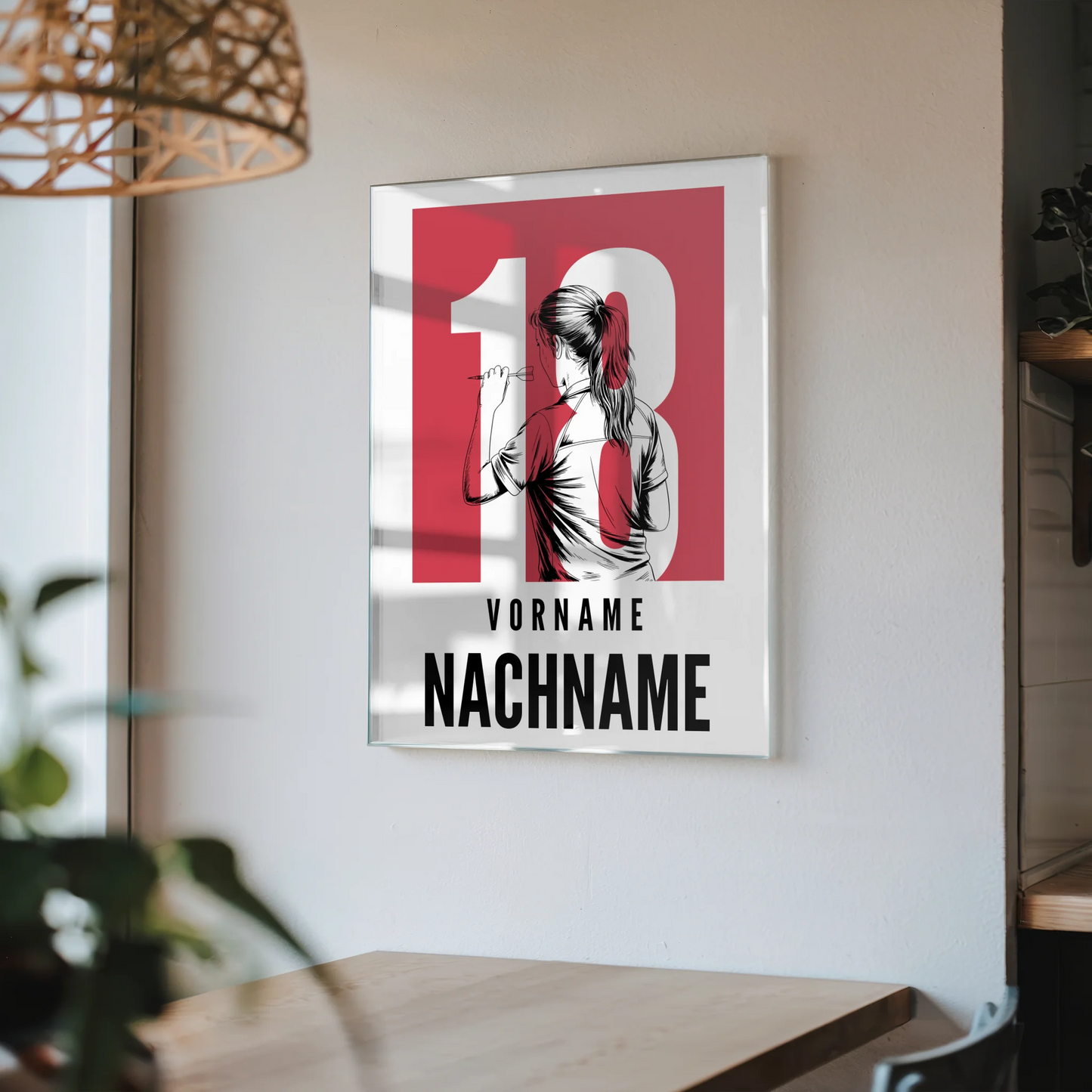 Acrylglasbild Personalisiert magnetisch Dart Dartspielerin Geschenk für Tochter