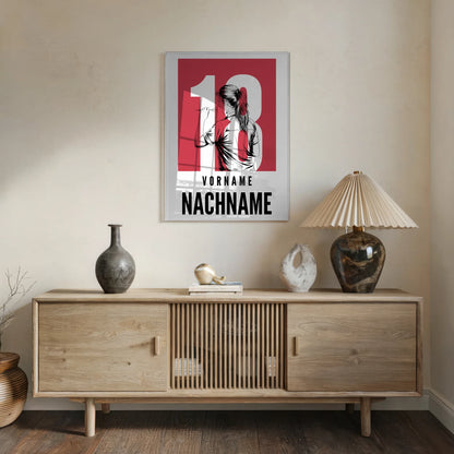 Acrylglasbild Personalisiert magnetisch Dart Dartspielerin Geschenk für Tochter