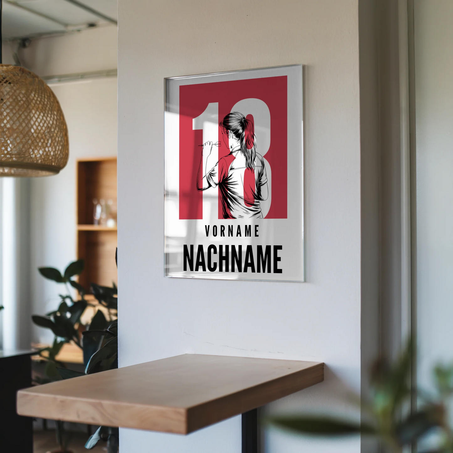 Acrylglasbild Personalisiert magnetisch Dart Dartspielerin Geschenk für Tochter