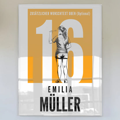 Acrylglas Bild Personalisiert magnetisch Dart Dartspielerin Geschenk für Mädchen Turnier