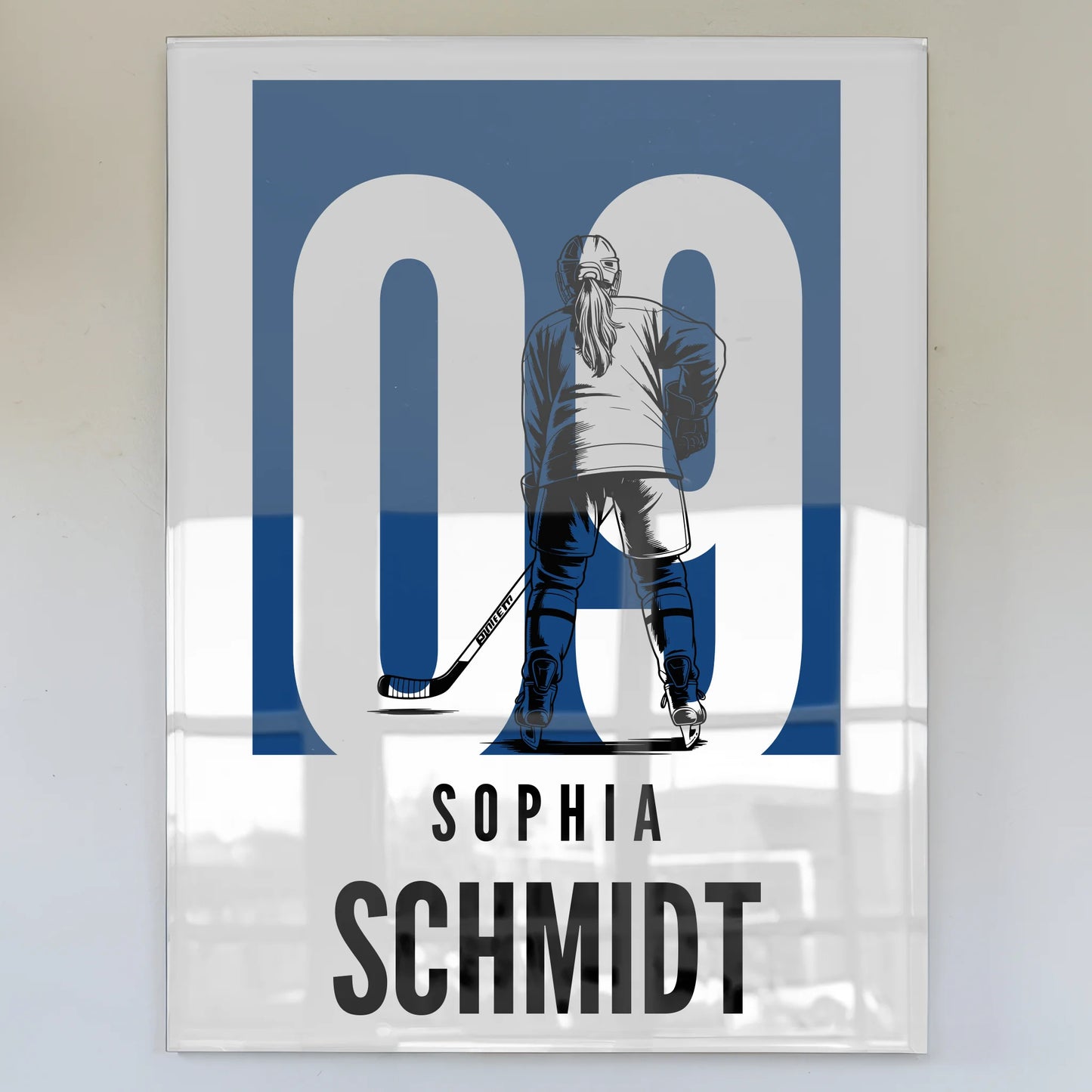 Acrylglas Wandbild Personalisiert magnetisch Eishockey Eishockeyspielerin Geschenk für Mädchen Turnier Urkunde