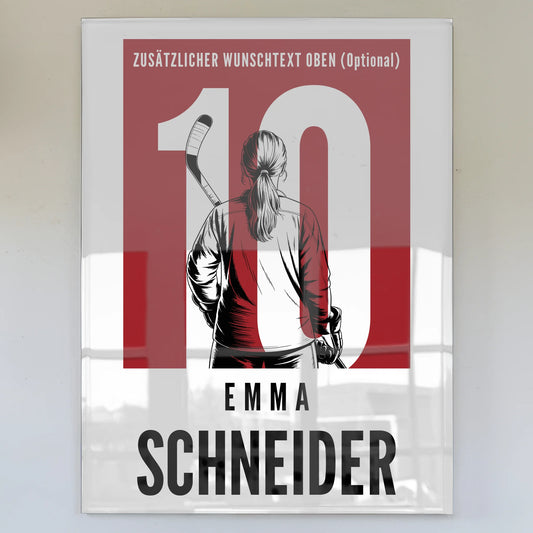 Personalisiertes Acrylglas Wandbild magnetisch Eishockey Eishockeyspielerin Geschenk für Tocher Mama Tante Freundin