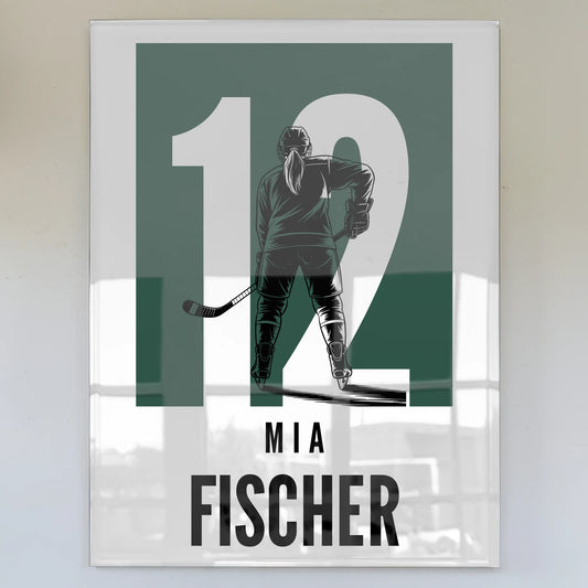 Personalisiertes Acrylglasbild Eishockey Eishockeyspielerin Geschenk für Tocher Freundin