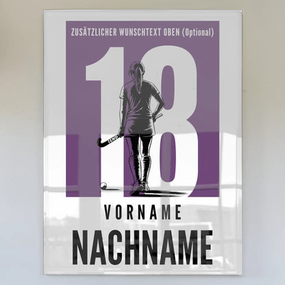 Acrylglas Bild Personalisiert Feldhockey Feldhockeyspielerin Geschenk für Mädchen Turnier Urkunde