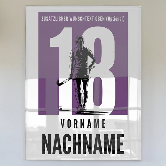 Acrylglas Bild Personalisiert Feldhockey Feldhockeyspielerin Geschenk für Mädchen Turnier Urkunde