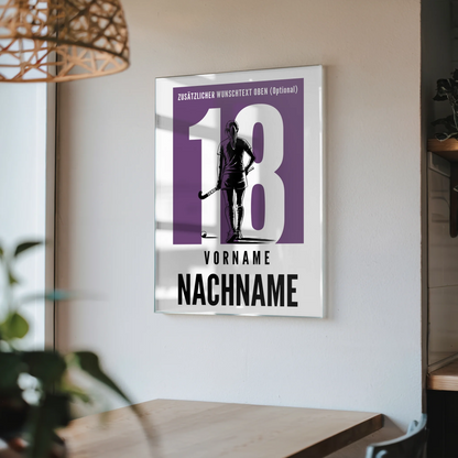 Acrylglas Bild Personalisiert Feldhockey Feldhockeyspielerin Geschenk für Mädchen Turnier Urkunde