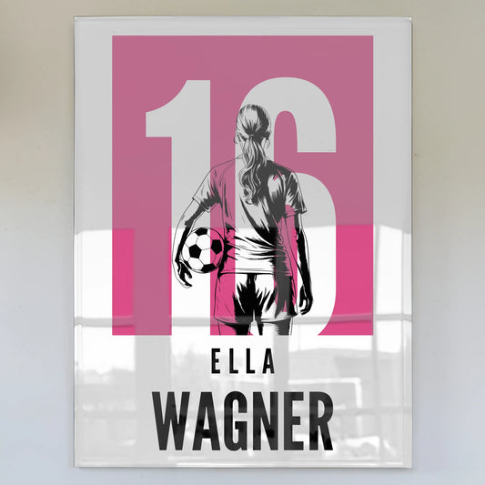 Acrylglas Wandbild Personalisiert Fußball Fußballerin Geschenk für Tocher Mama Tante Freundin