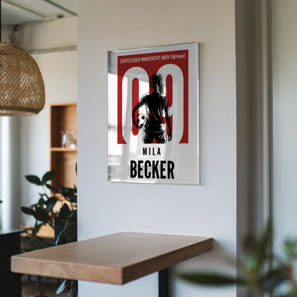 Personalisiertes Acrylglas Wandbild Fußball Fußballerin Geschenk für Tocher Freundin