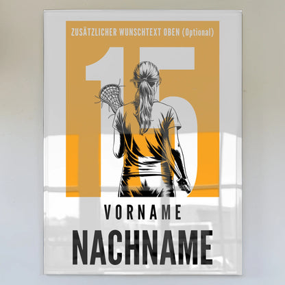 Acrylglas Bild Personalisiert magnetisch Lacrosse Lacrossespielerin Geschenk für Tocher Mama Tante Freundin