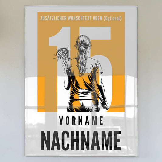 Acrylglas Bild Personalisiert magnetisch Lacrosse Lacrossespielerin Geschenk für Tocher Mama Tante Freundin