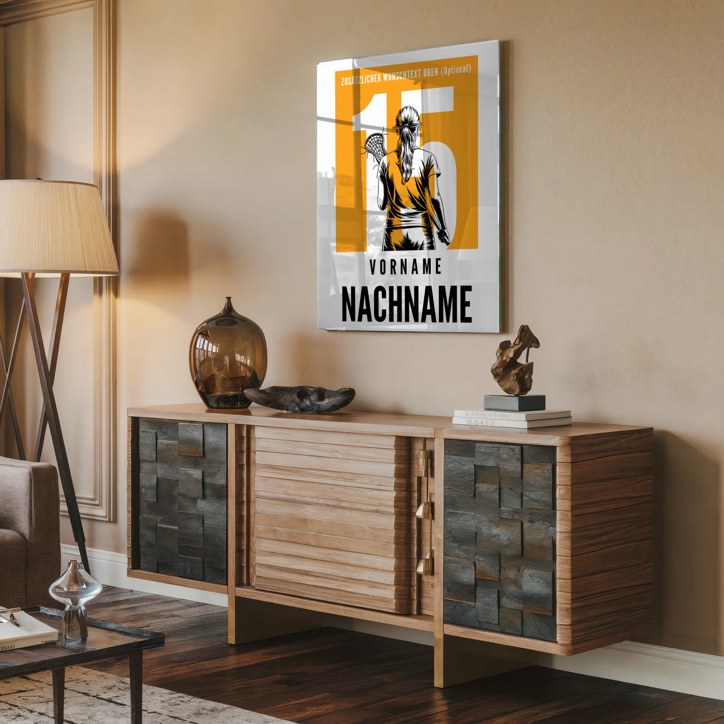 Acrylglas Bild Personalisiert magnetisch Lacrosse Lacrossespielerin Geschenk für Tocher Mama Tante Freundin