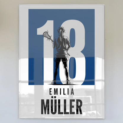 Acrylglas Wandbild Personalisiert magnetisch Lacrosse Lacrossespielerin Geschenk für Tocher Freundin