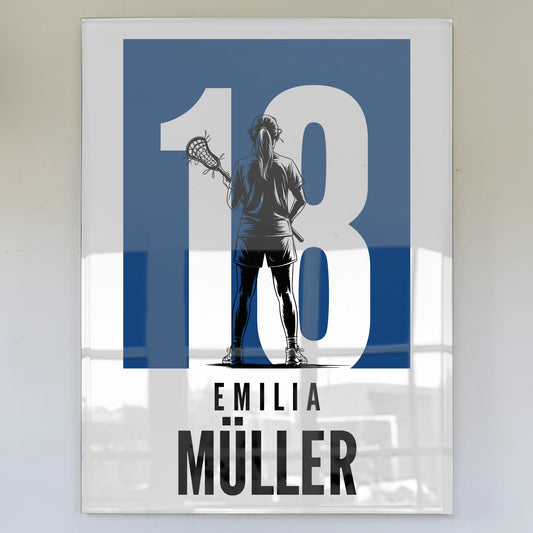 Acrylglas Wandbild Personalisiert magnetisch Lacrosse Lacrossespielerin Geschenk für Tocher Freundin