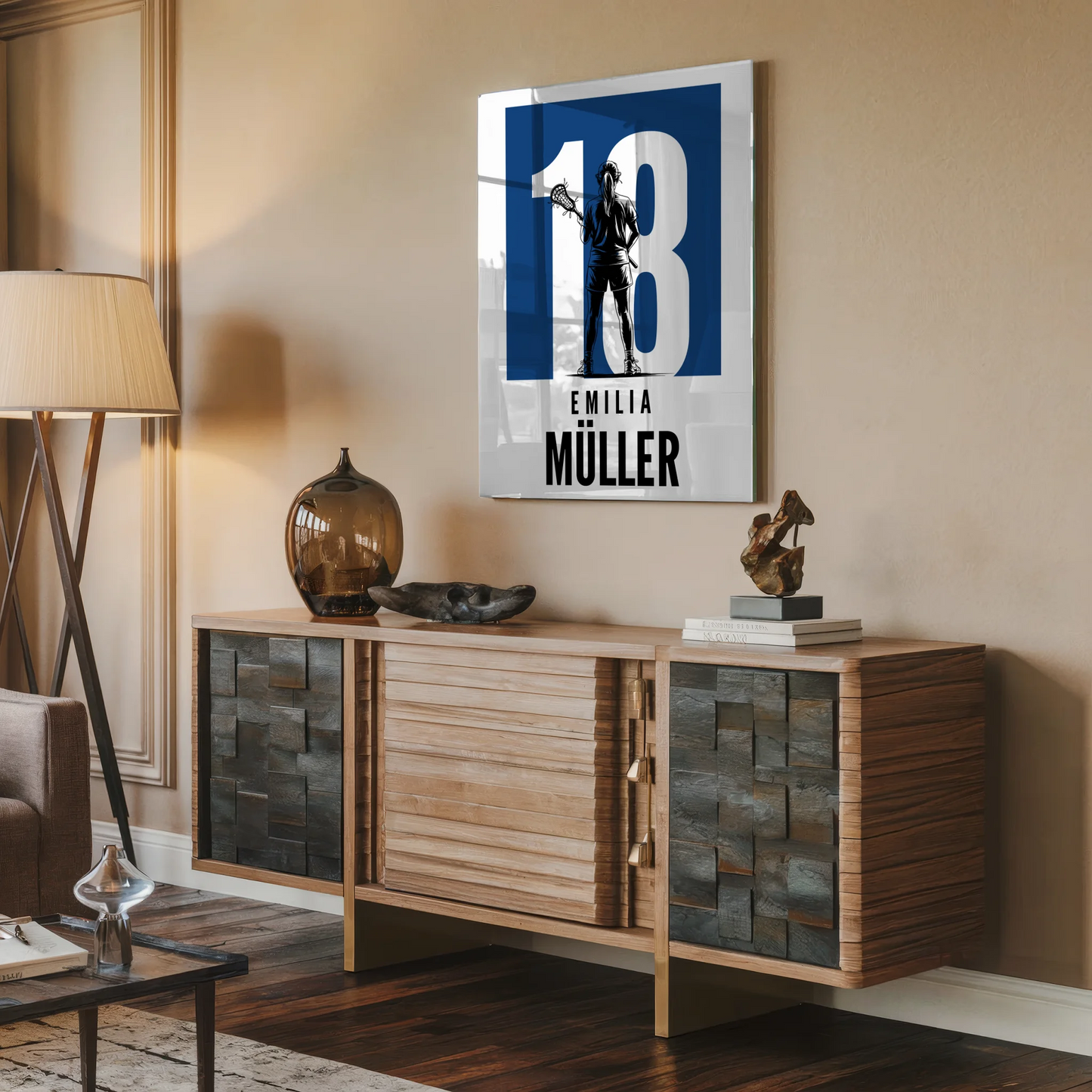 Acrylglas Wandbild Personalisiert magnetisch Lacrosse Lacrossespielerin Geschenk für Tocher Freundin