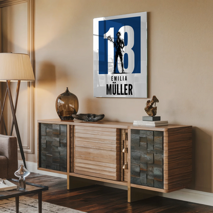 Acrylglas Wandbild Personalisiert magnetisch Lacrosse Lacrossespielerin Geschenk für Tocher Freundin