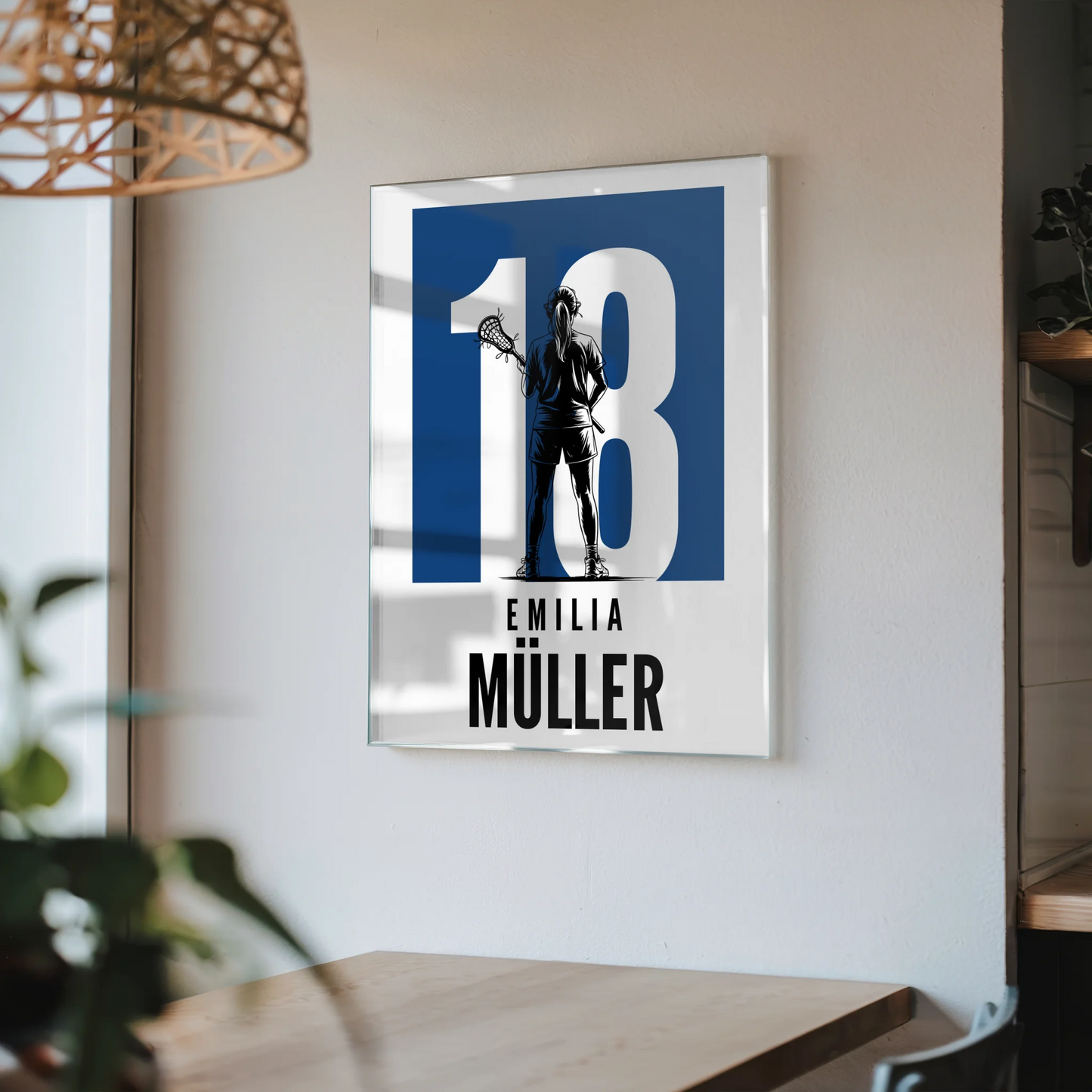 Acrylglas Wandbild Personalisiert magnetisch Lacrosse Lacrossespielerin Geschenk für Tocher Freundin