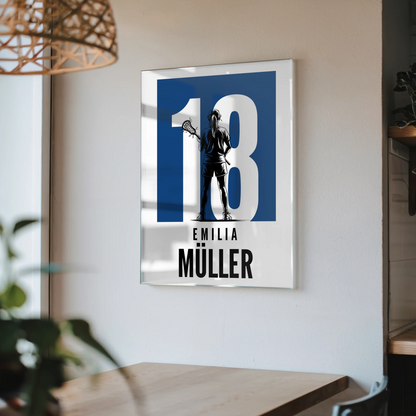 Acrylglas Wandbild Personalisiert magnetisch Lacrosse Lacrossespielerin Geschenk für Tocher Freundin