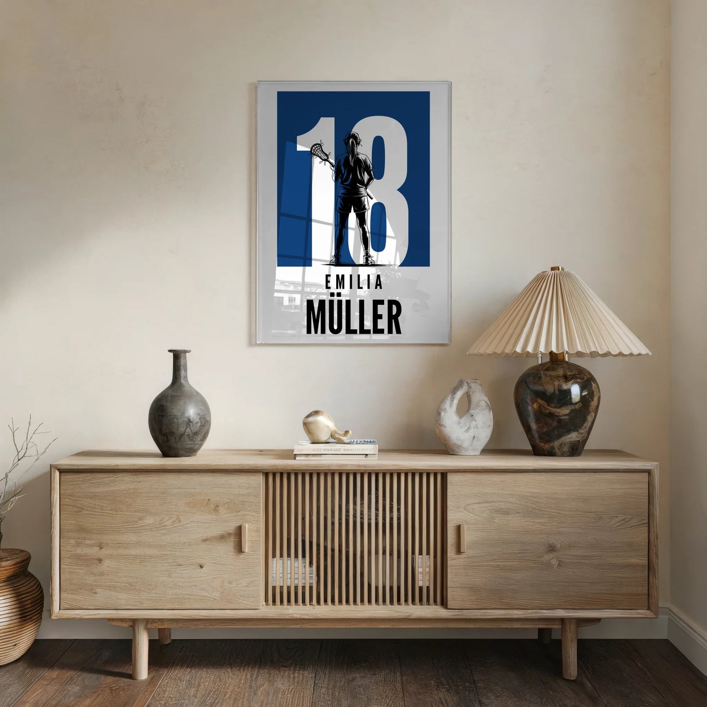 Acrylglas Wandbild Personalisiert magnetisch Lacrosse Lacrossespielerin Geschenk für Tocher Freundin