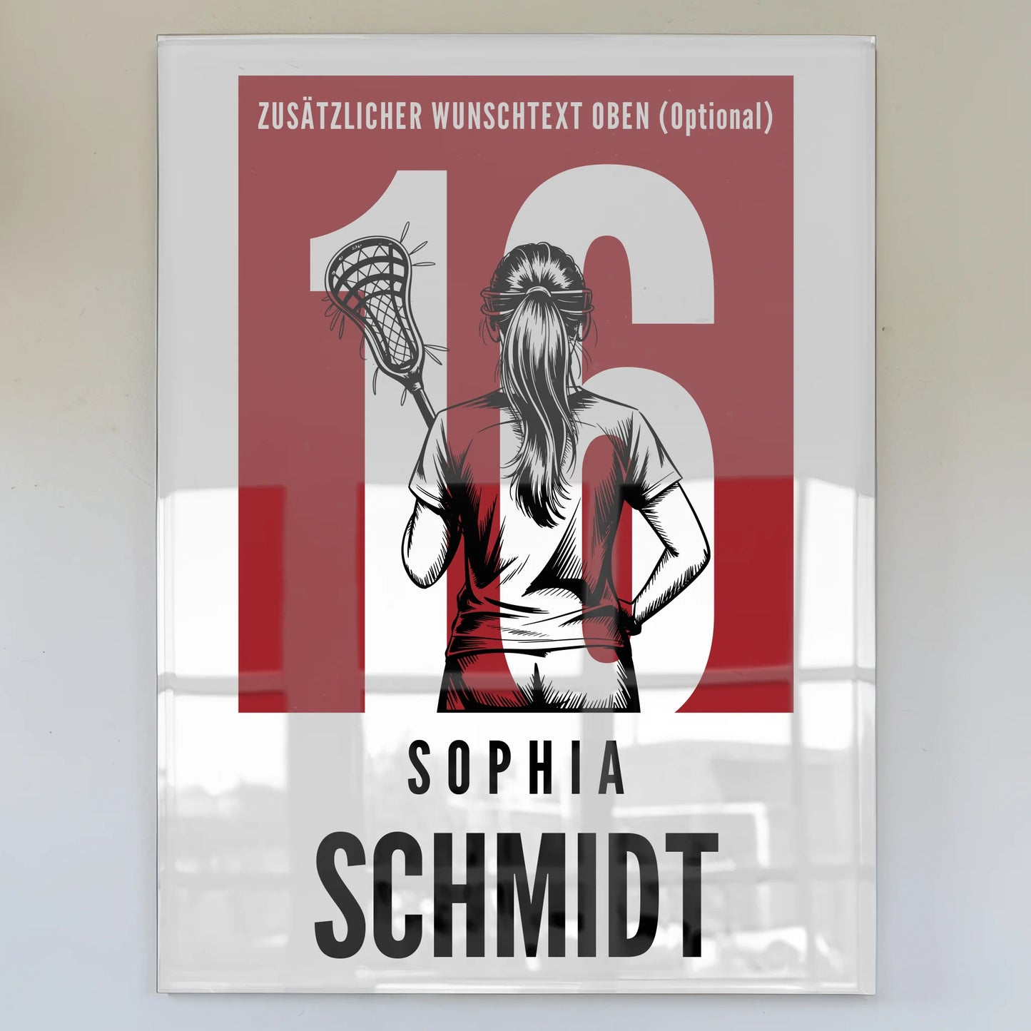 Personalisiertes Acrylglas Wandbild magnetisch Lacrosse Lacrossespielerin Geschenk für Tochter