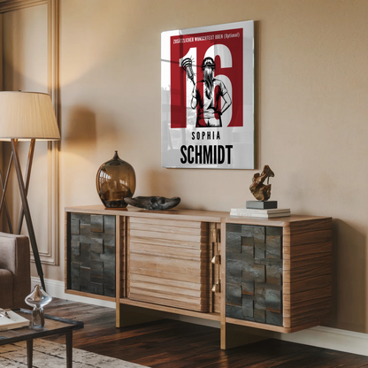 Personalisiertes Acrylglas Wandbild magnetisch Lacrosse Lacrossespielerin Geschenk für Tochter