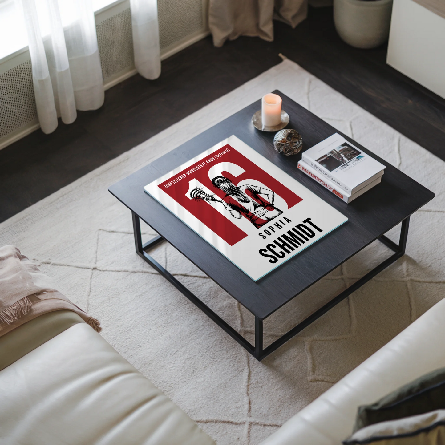 Personalisiertes Acrylglas Wandbild magnetisch Lacrosse Lacrossespielerin Geschenk für Tochter